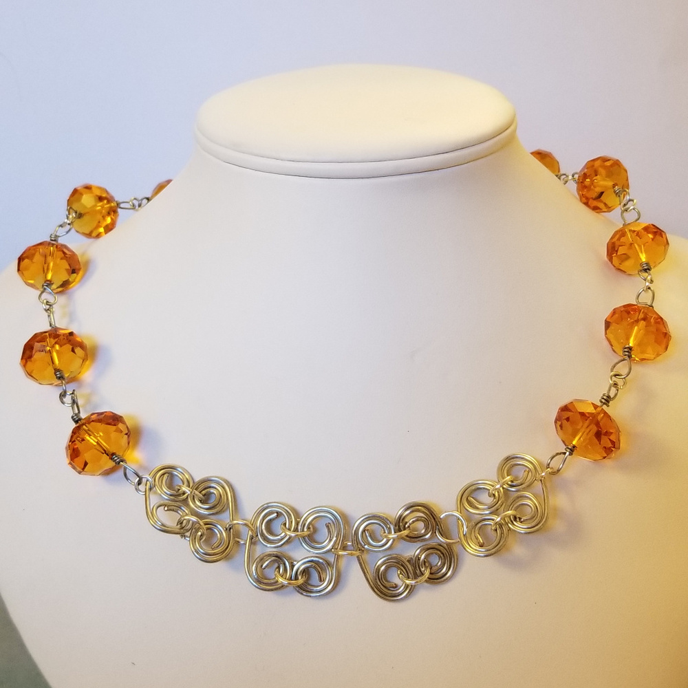 NWT HANDMADE Necklace Topaz Swarovski 20"